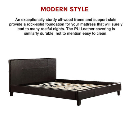 Tokyo Queen PU Leather Bed Frame Brown