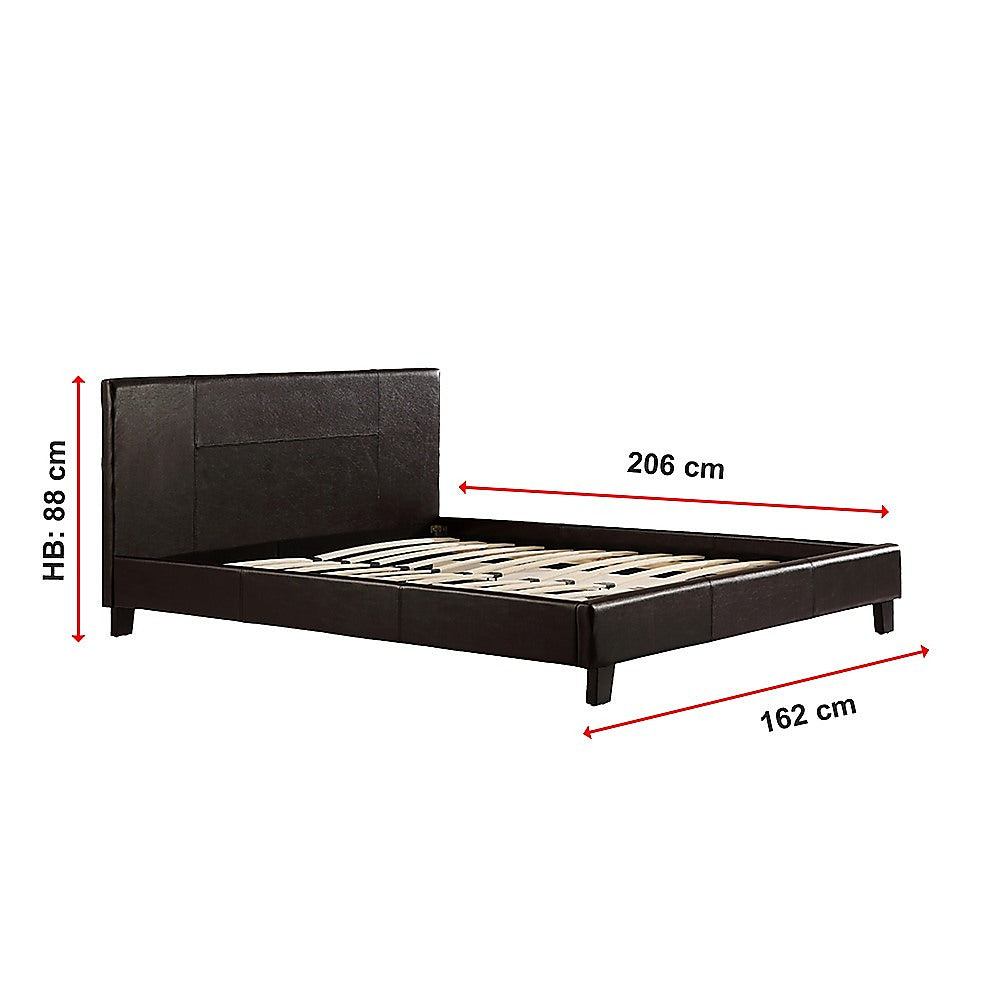 Tokyo Queen PU Leather Bed Frame Brown