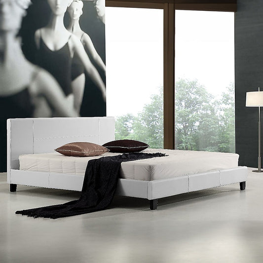 Tokyo King PU Leather Bed Frame White