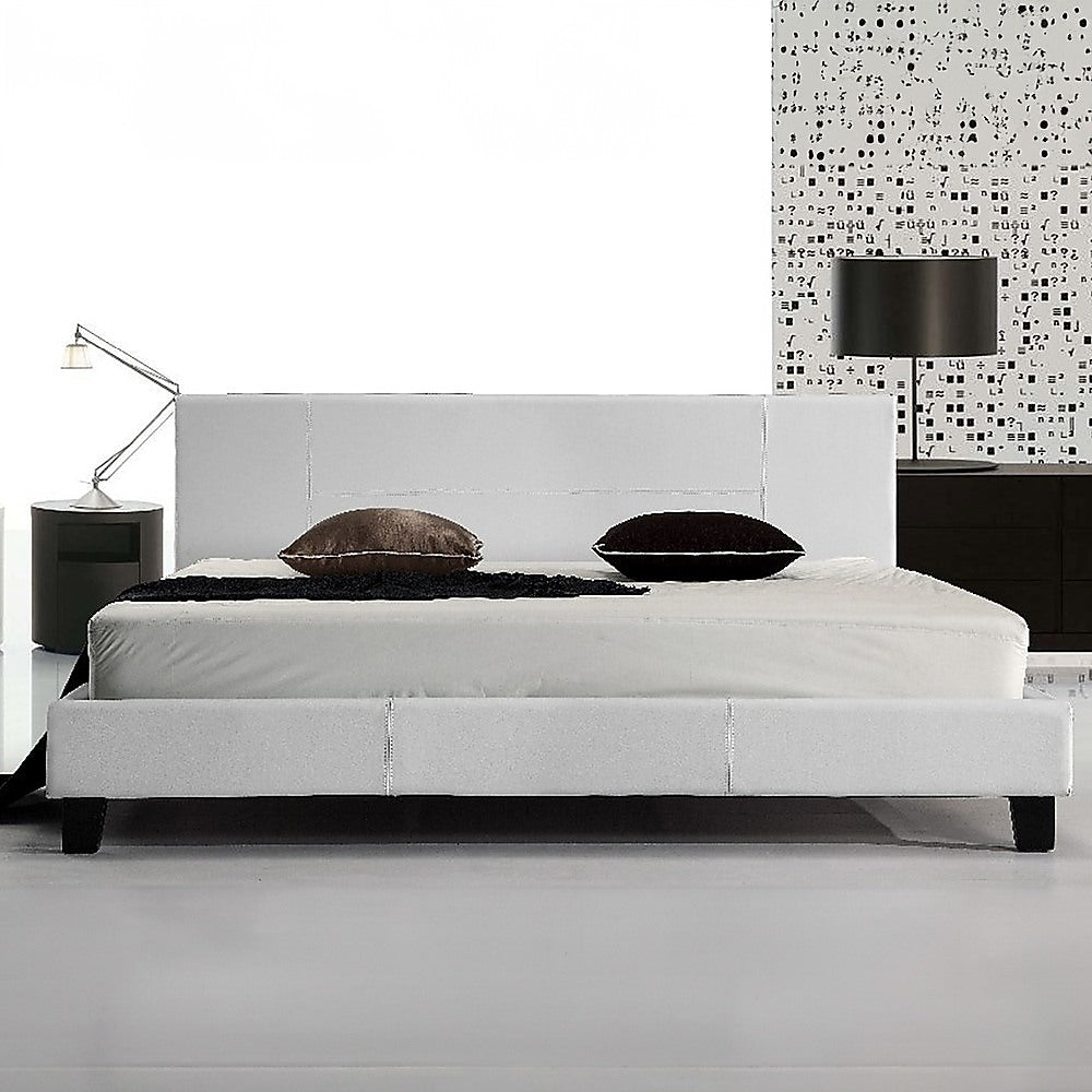 Tokyo King PU Leather Bed Frame White