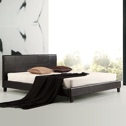 Tokyo King PU Leather Bed Frame Brown