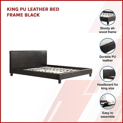 Tokyo King PU Leather Bed Frame Brown