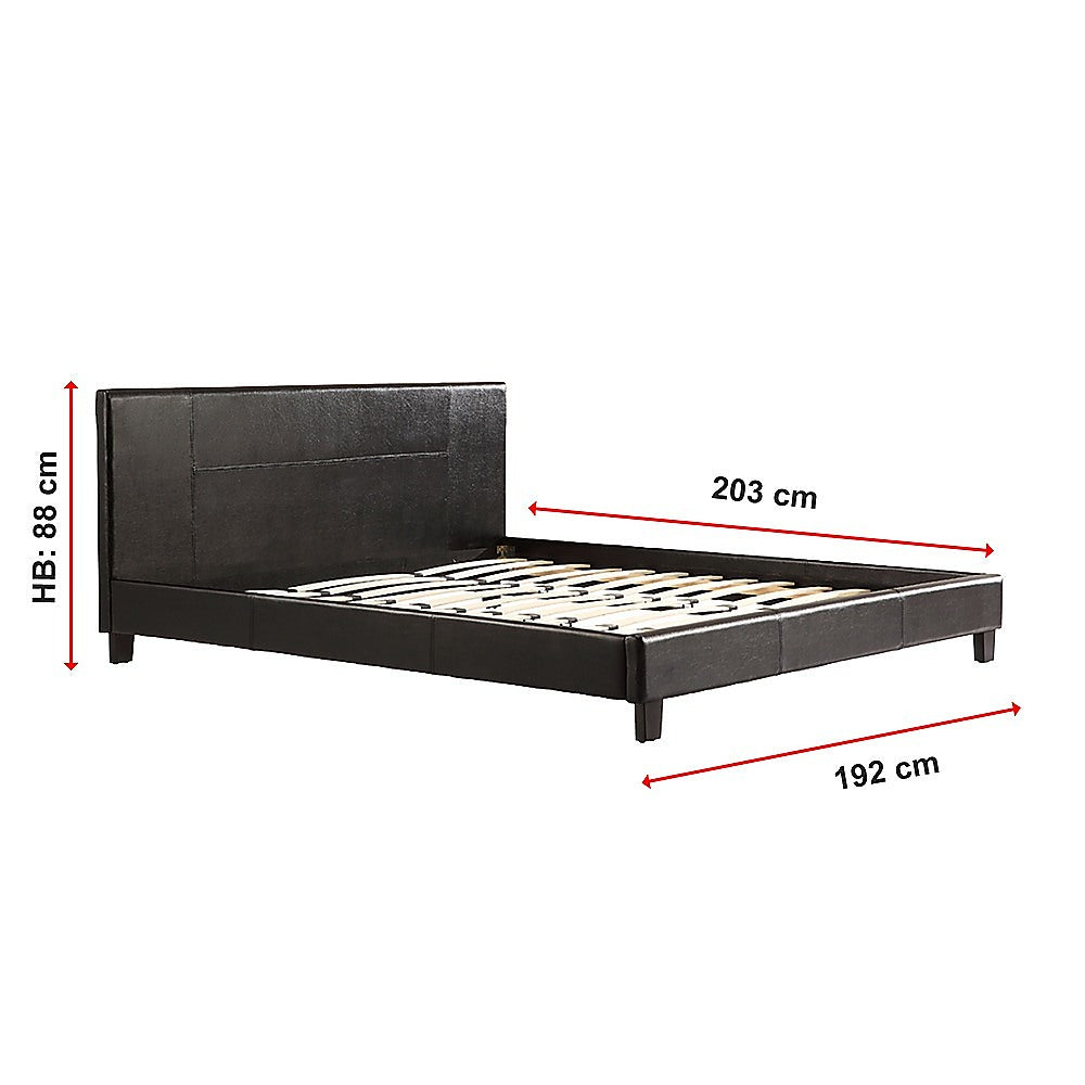 Tokyo King PU Leather Bed Frame Brown