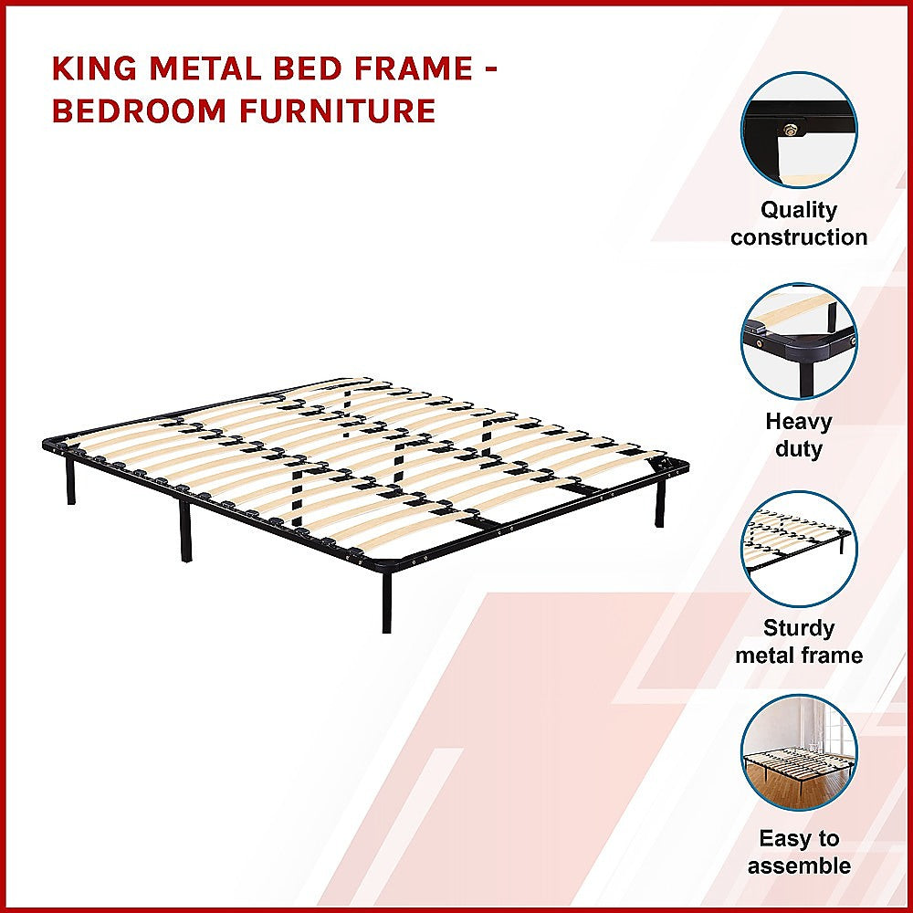 Boston King Metal Bed Frame - Bedroom Furniture