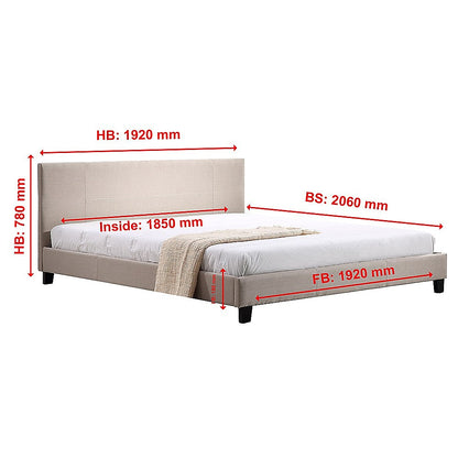 Tokyo King Linen Fabric Bed Frame Beige