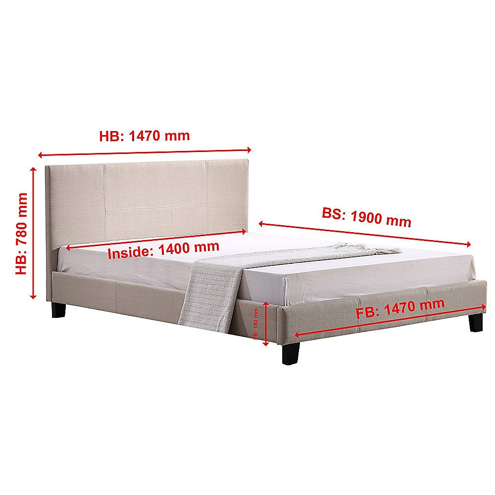 Tokyo Double Linen Fabric Bed Frame Beige