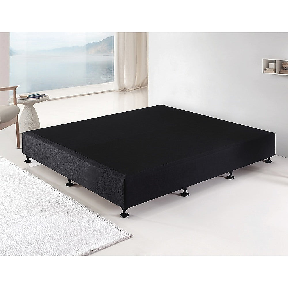 King Ensemble Bed Base Midnight Black Linen Fabric