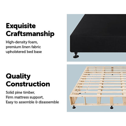 King Ensemble Bed Base Midnight Black Linen Fabric