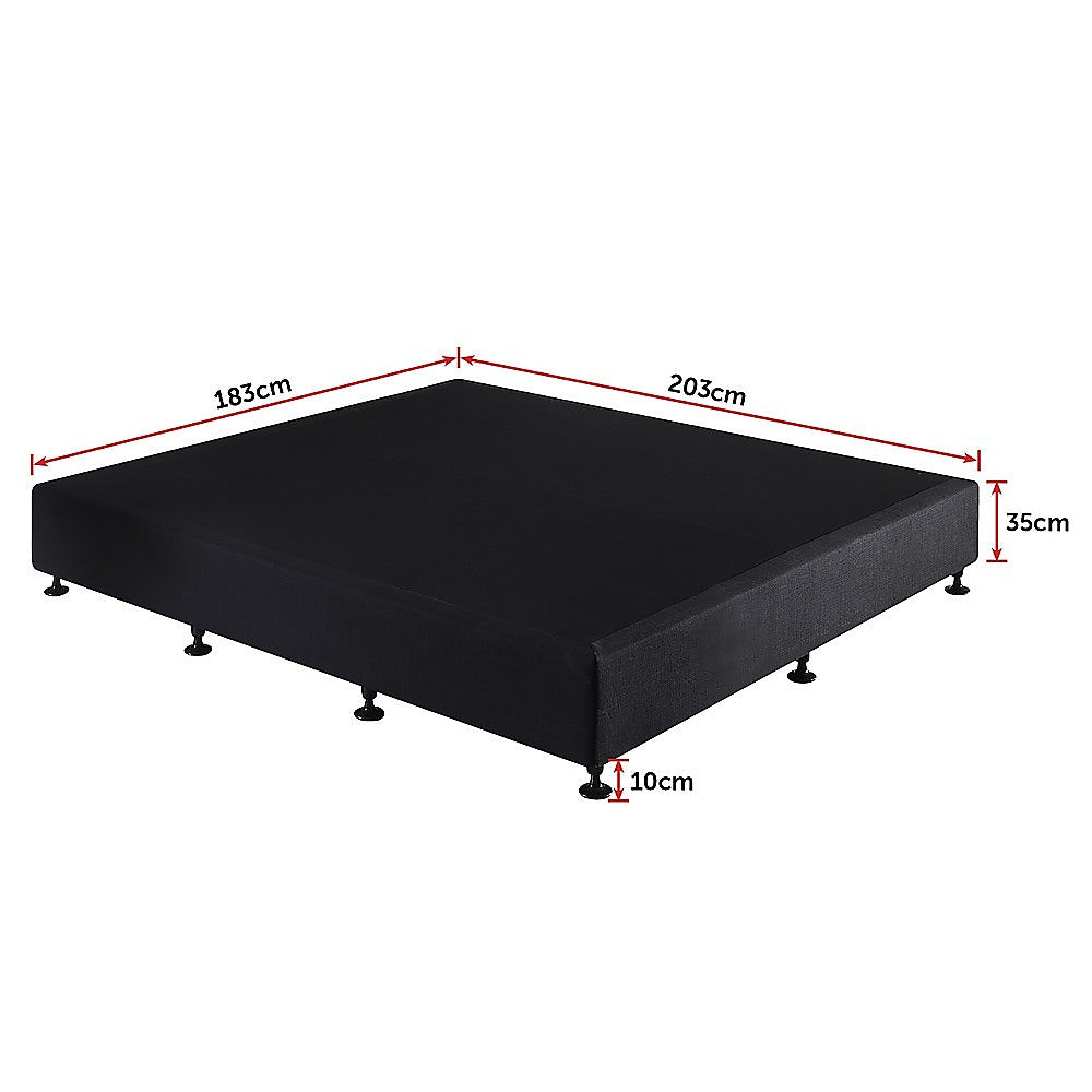 King Ensemble Bed Base Midnight Black Linen Fabric