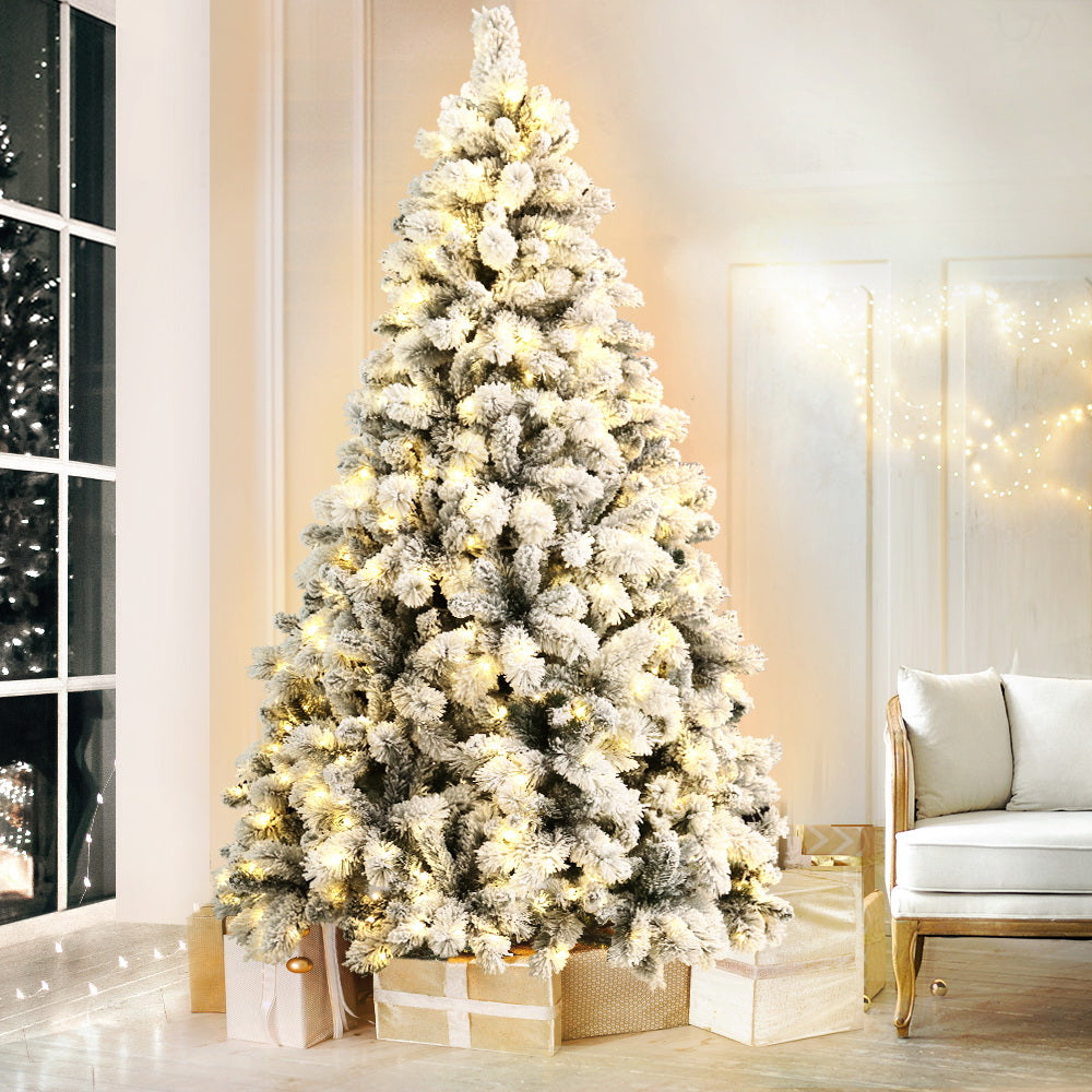 MerryPines Christmas Tree 1.8M Xmas Tree with 350 LED Lights Snowy Tips