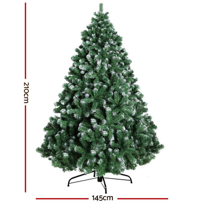 MerryPines Christmas Tree 2.1M Xmas Trees Decorations Snowy 1250 Tips