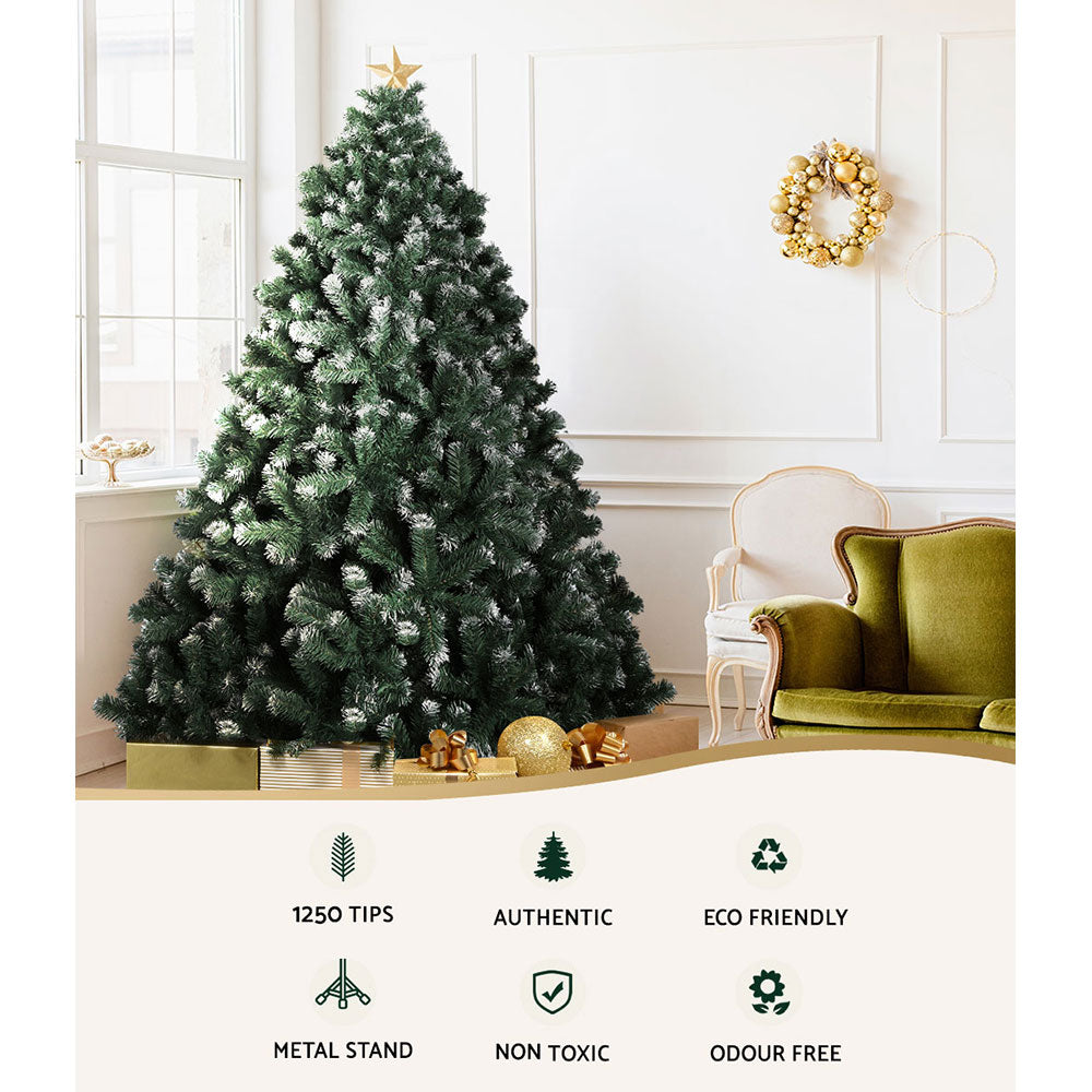 MerryPines Christmas Tree 2.1M Xmas Trees Decorations Snowy 1250 Tips