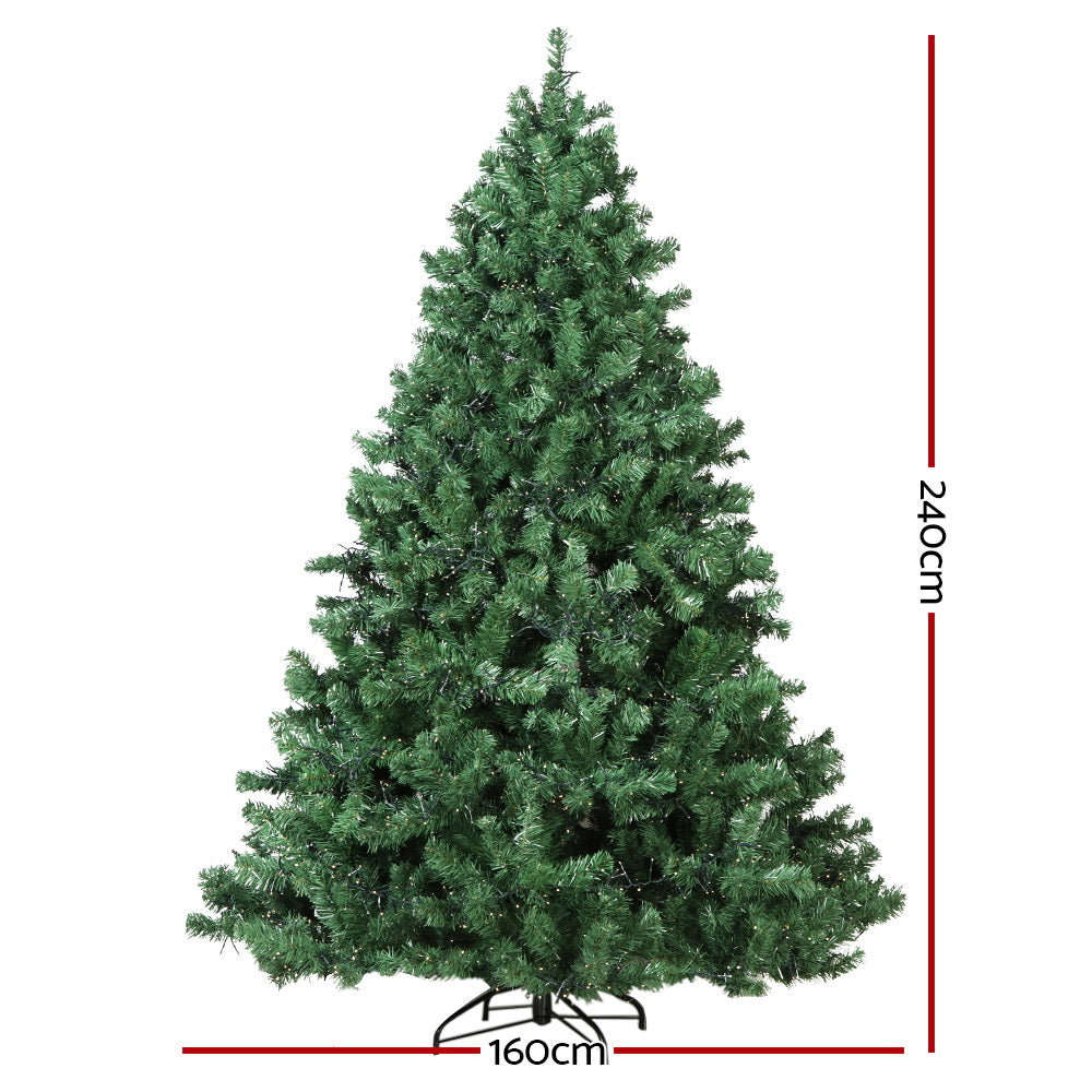 MerryPines Christmas Tree 2.4M Xmas Tree 3190 LED Lights 8 Modes Warm White