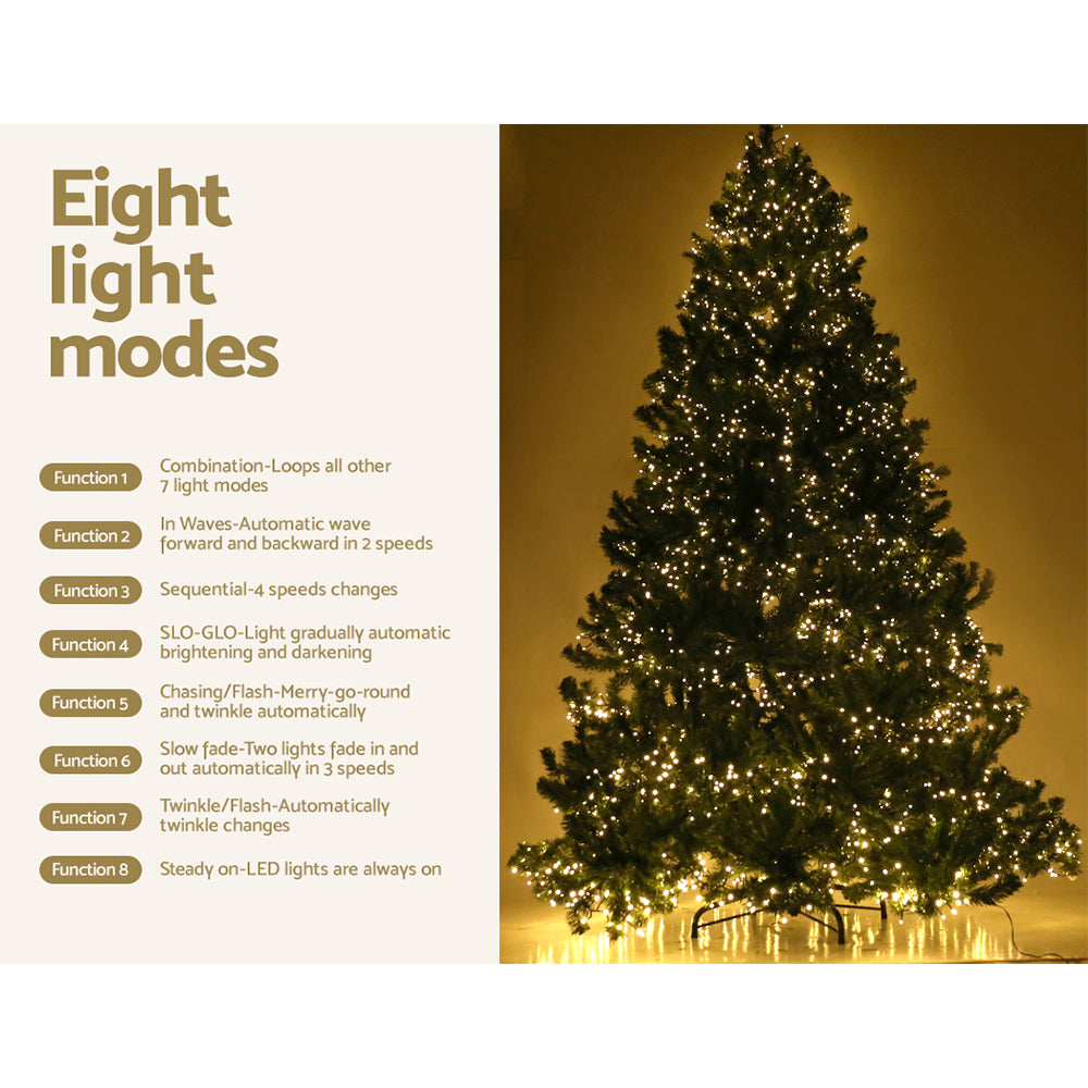 MerryPines Christmas Tree 2.4M Xmas Tree 3190 LED Lights 8 Modes Warm White