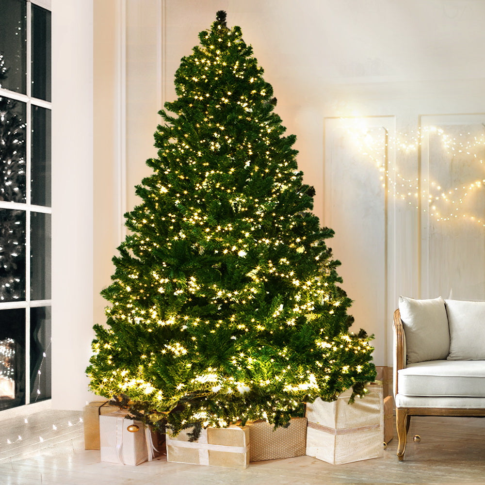 MerryPines Christmas Tree 2.4M Xmas Tree 3190 LED Lights 8 Modes Warm White