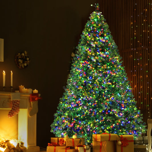 MerryPines Christmas Tree 2.4M Xmas Tree with 3190 LED Lights Multi Colour