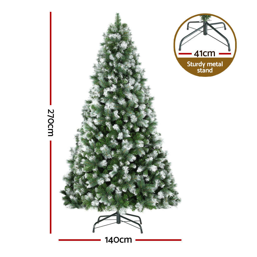 MerryPines 2.7M Christmas Tree with Pine Needle Snowy Xmas Tree 1765 Tips