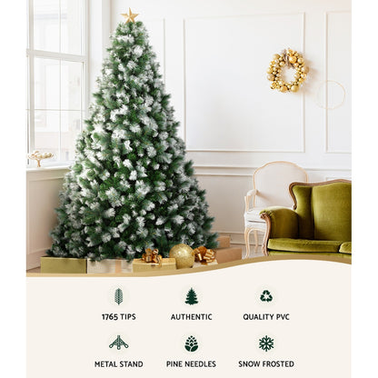 MerryPines 2.7M Christmas Tree with Pine Needle Snowy Xmas Tree 1765 Tips