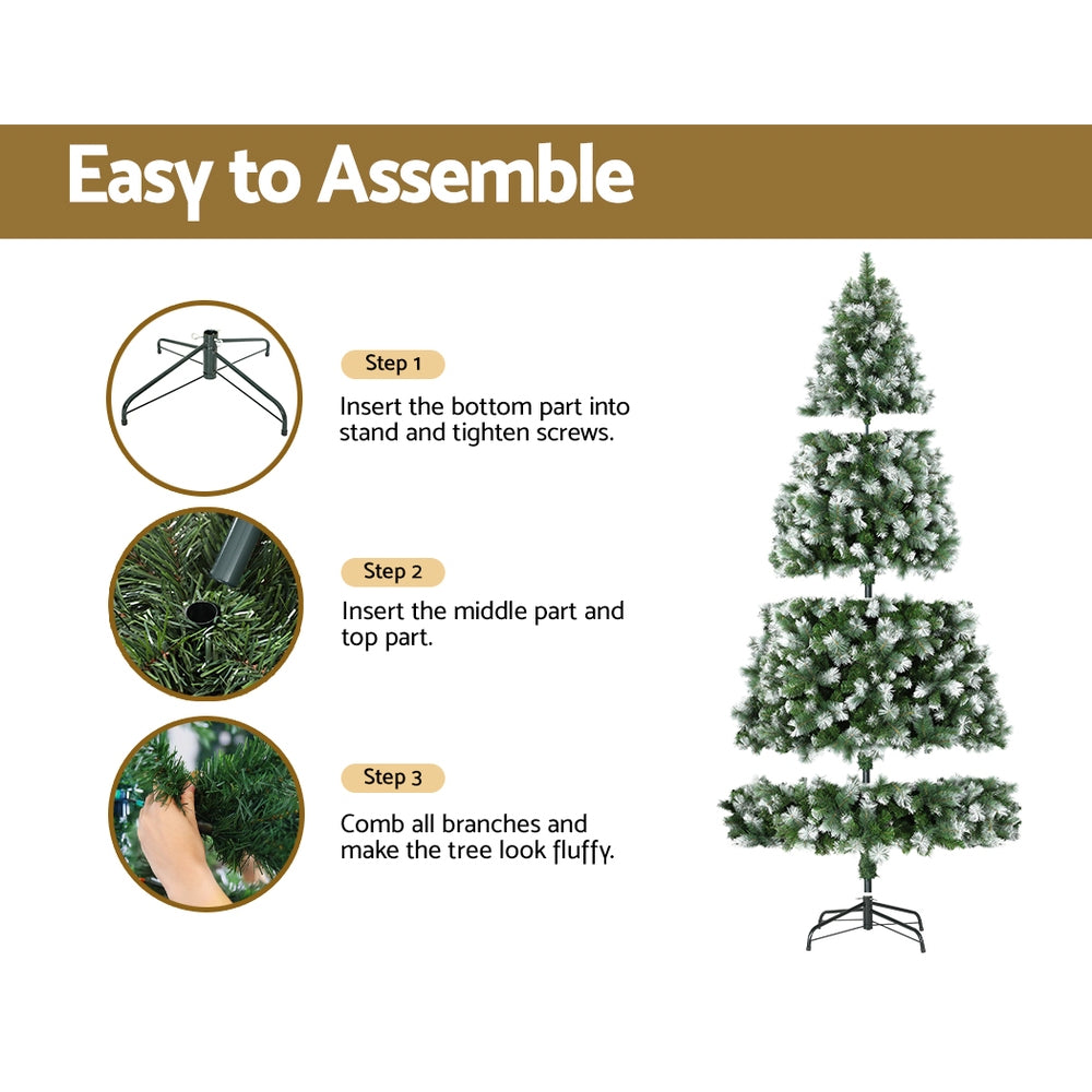 MerryPines 2.7M Christmas Tree with Pine Needle Snowy Xmas Tree 1765 Tips