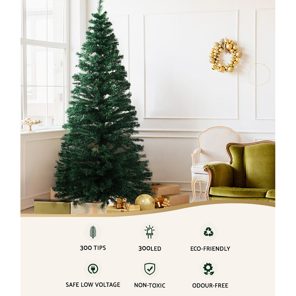 MerryPines Christmas Tree 1.8M LED Xmas trees Optic Fibre Multi Colour