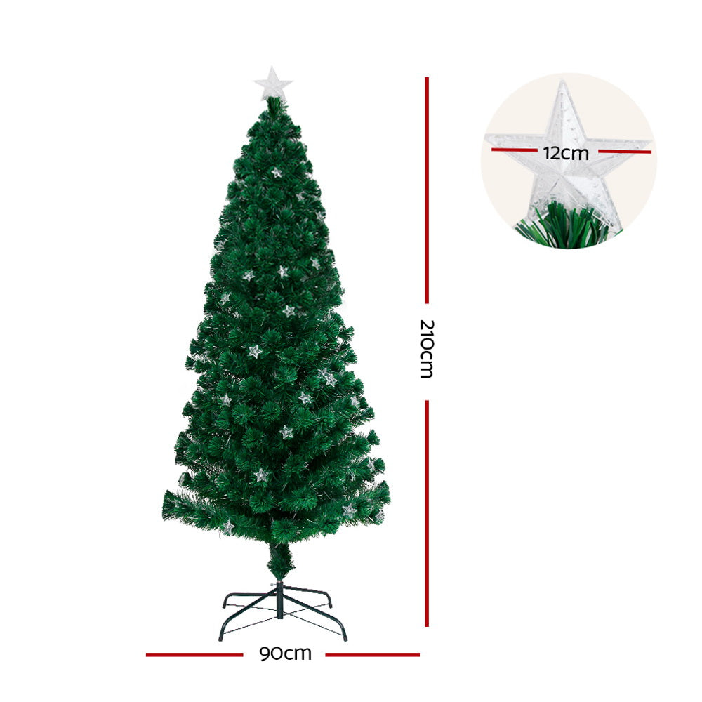 MerryPines Christmas Tree 2.1M LED Xmas trees with Lights Multi Colour