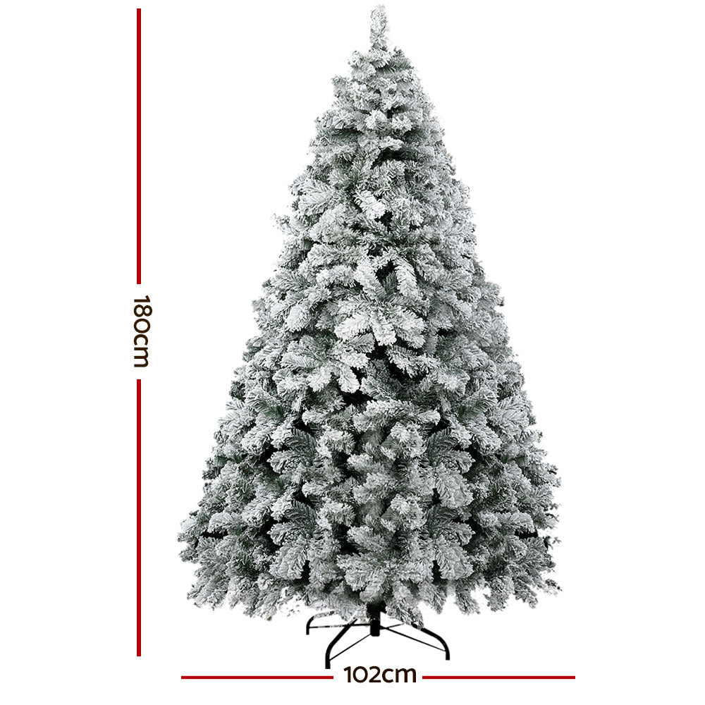 MerryPines Christmas Tree 1.8M Xmas Trees Decorations Snowy 520 Tips