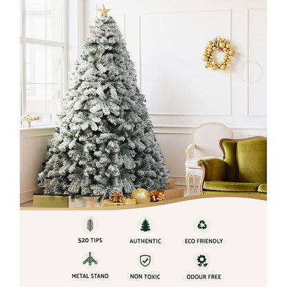 MerryPines Christmas Tree 1.8M Xmas Trees Decorations Snowy 520 Tips