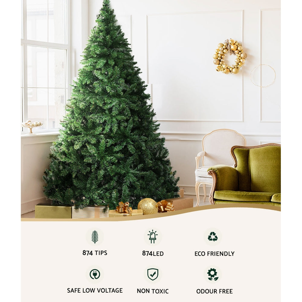 MerryPines Christmas Tree 1.8M With 874 LED Lights Warm White Green