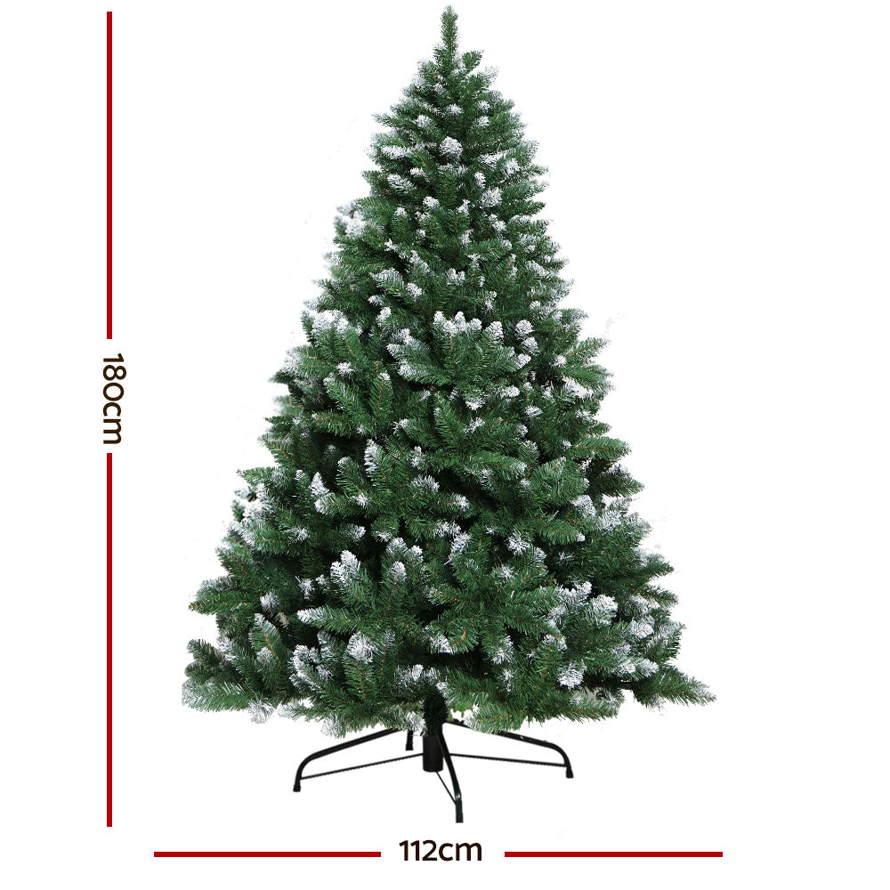 MerryPines Christmas Tree 1.8M Xmas Trees Decorations Snowy Green 800 Tips