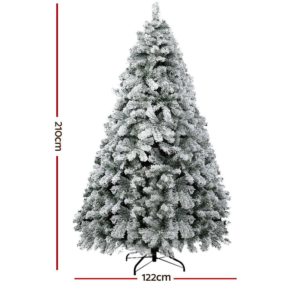 MerryPines Christmas Tree 2.1M Xmas Trees Decorations Snowy 859 Tips