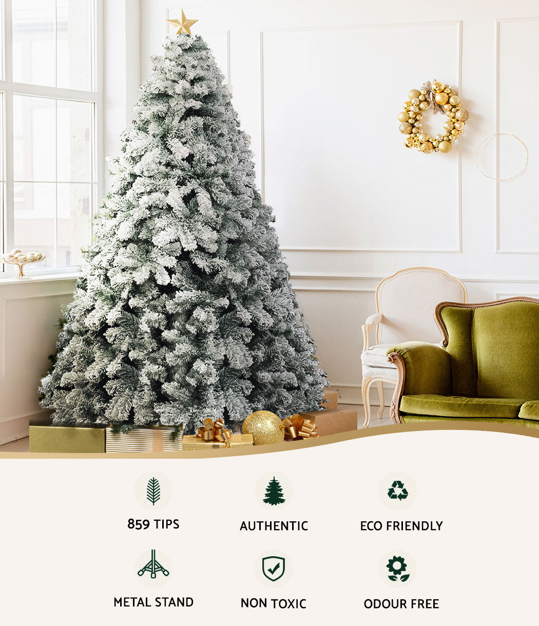 MerryPines Christmas Tree 2.1M Xmas Trees Decorations Snowy 859 Tips