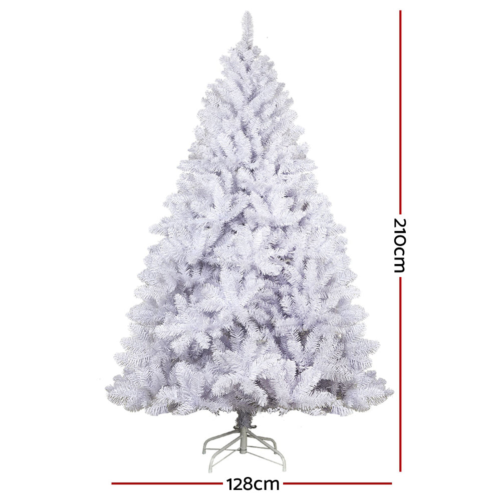 MerryPines Christmas Tree 2.1M Xmas Trees Decorations White 1000 Tips