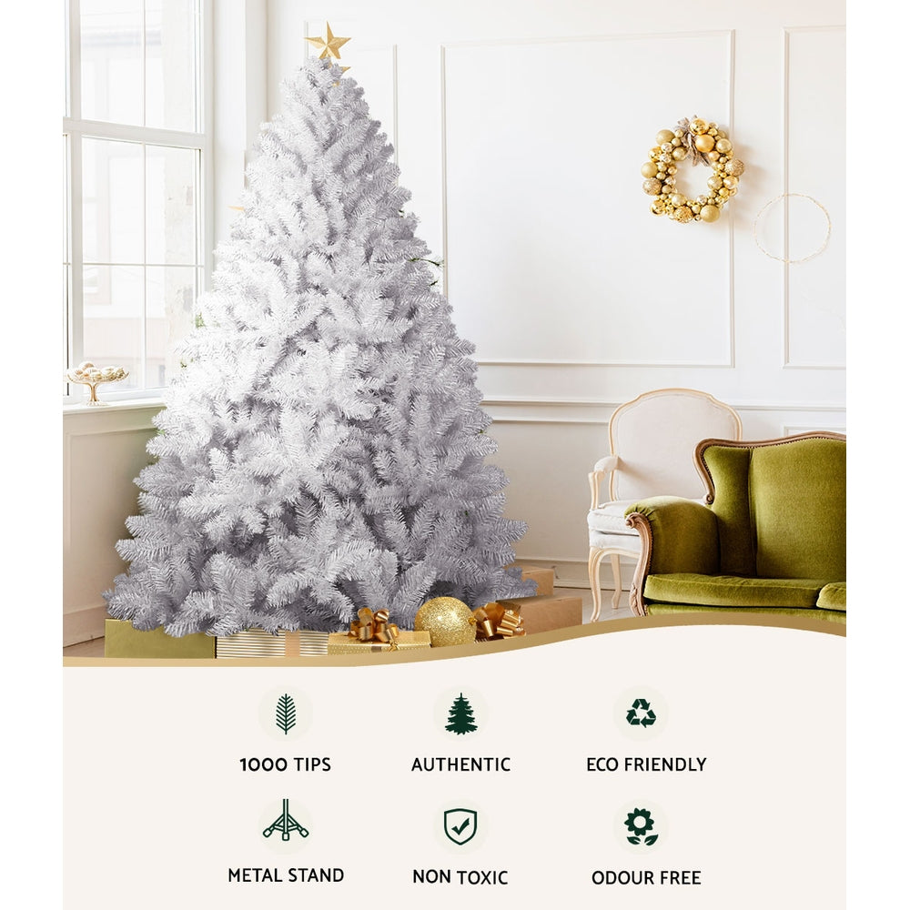 MerryPines Christmas Tree 2.1M Xmas Trees Decorations White 1000 Tips