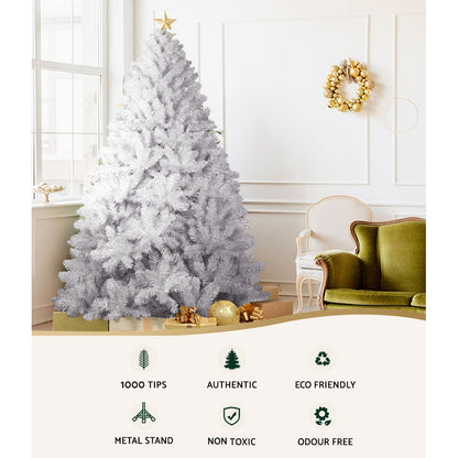 MerryPines Christmas Tree 2.1M Xmas Trees Decorations White 1000 Tips