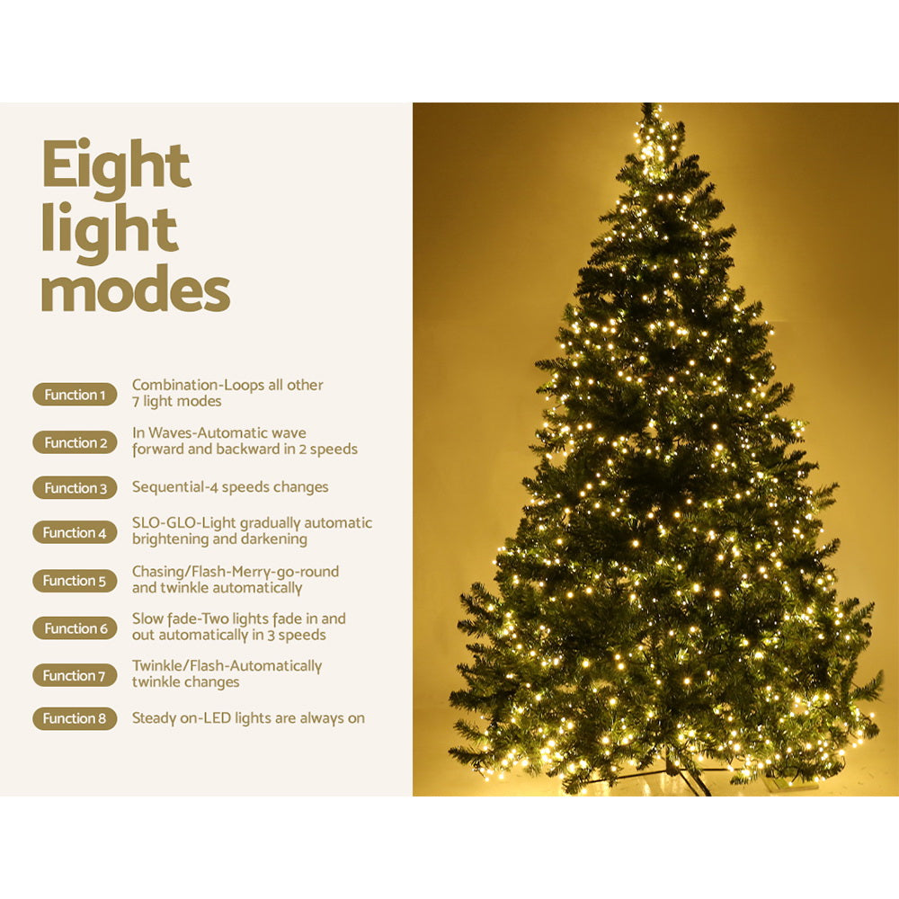 MerryPines Christmas Tree 2.4M With 1488 LED Lights Warm White Green